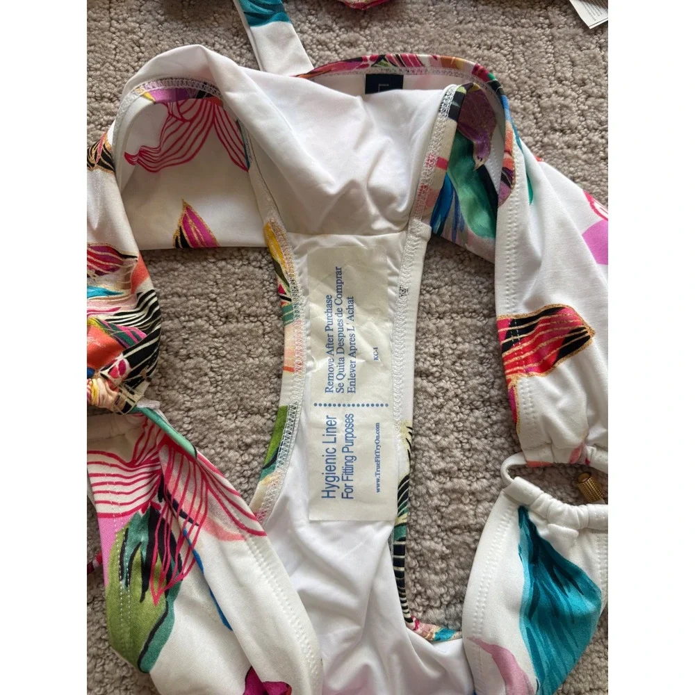 La Blanca Bikini Set Women 16 Multicolor NWT Floral Ruffle Tropical Swimsuit